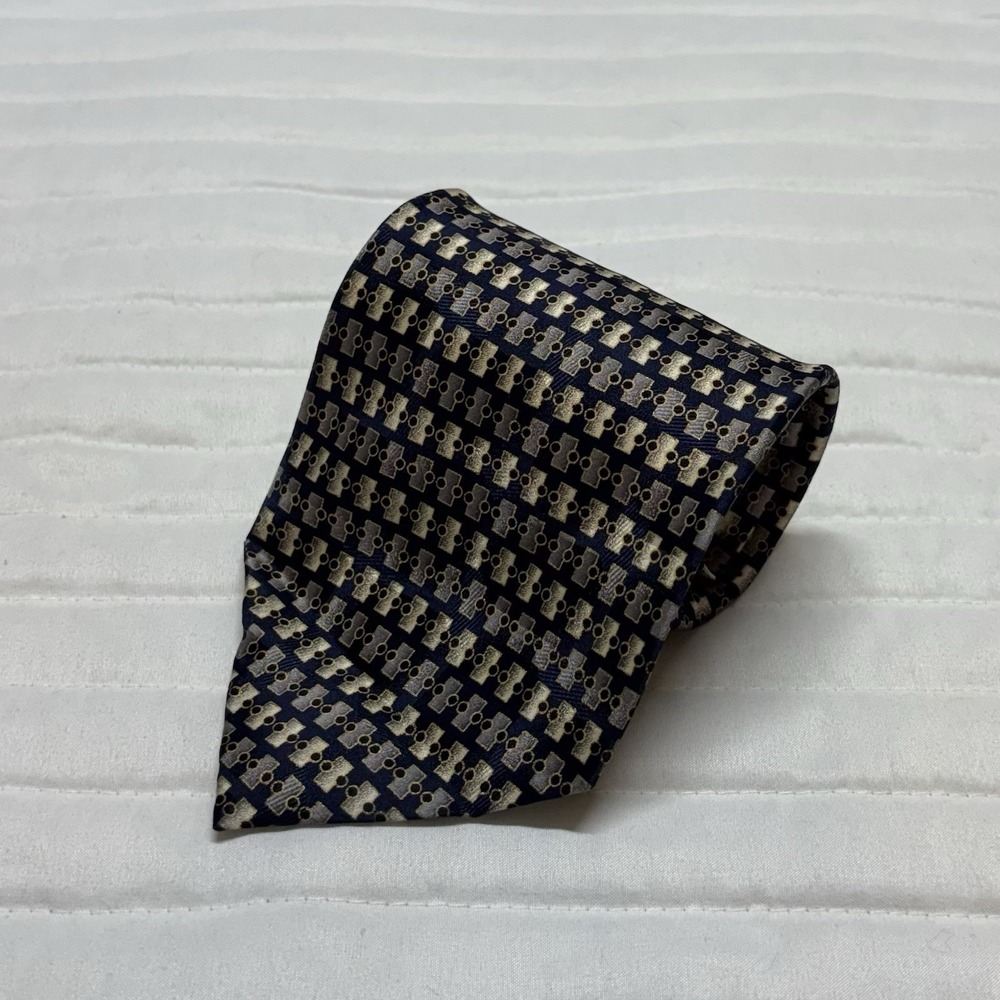 Di Maggio Men's Necktie 100% Silk Hand Made‎ Wide Width Geometric Pattern